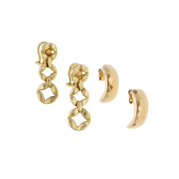 Aretes y broqueles diseño especial en oro amarillo 18 kilates.