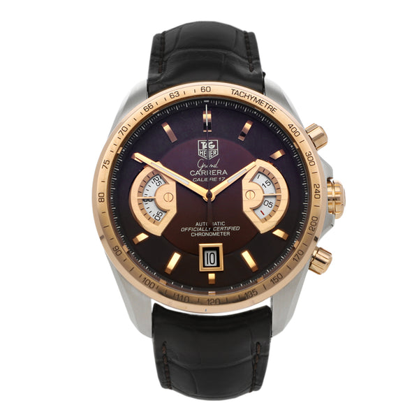 Reloj Tag Heuer para caballero modelo Grad Carrera vistas oro rosa 18 kilates.