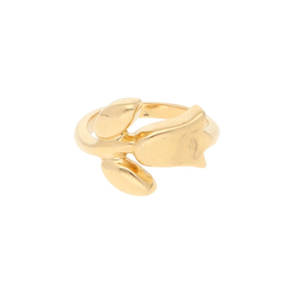 Anillo liso motivo flor en oro amarillo 18 kilates.