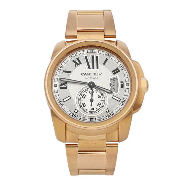 Reloj Cartier para caballero modelo Calibre de Cartier en oro rosa 18 kilates.