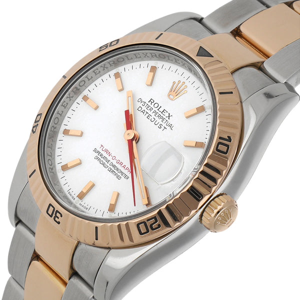 Reloj Rolex para caballero modelo Oyster Perpetual DateJust Turn-O-Graph vistas oro rosa 18 kilates.