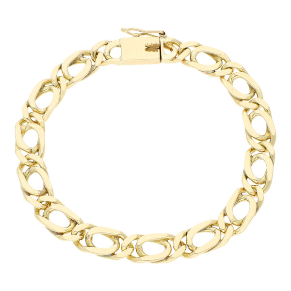 Pulsera eslabón nudo egipcio en oro amarillo 14 kilates.