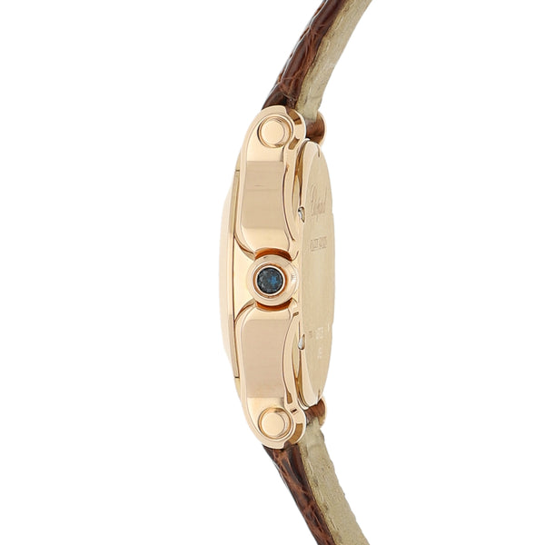 Reloj Chopard para dama modelo Happy Sport caja y broche en oro rosa 18 kilates.