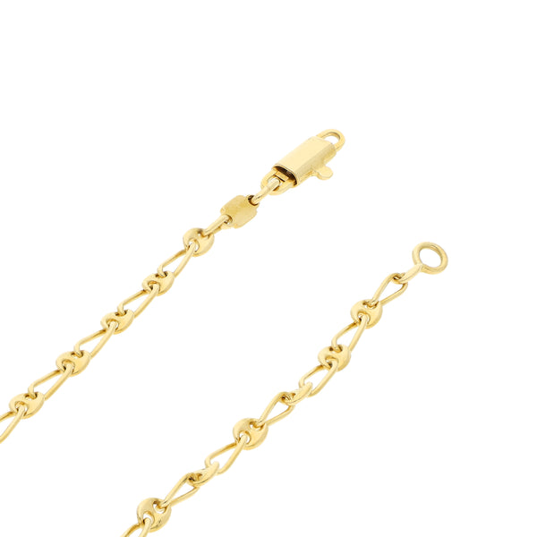 Collar eslabón combinado con aplicación y sintético en oro amarillo 18 kilates.