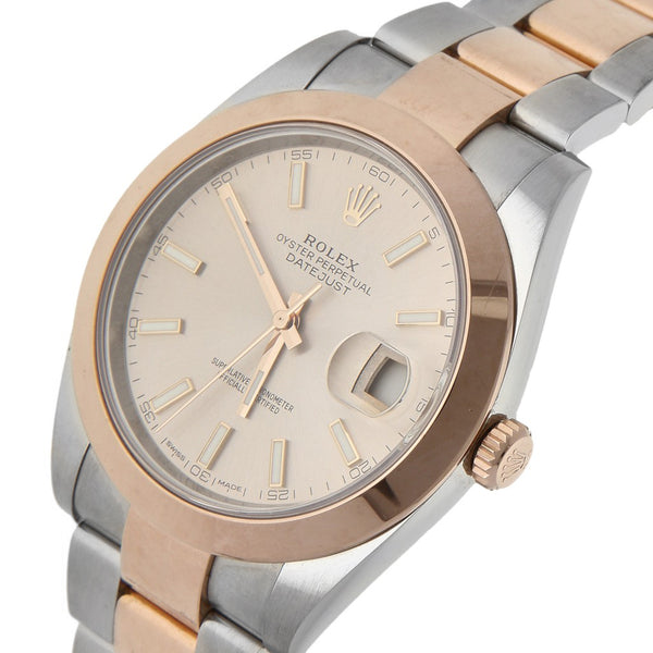 Reloj Rolex para caballero modelo Oyster Perpetual DateJust vistas oro rosa 18 kilates.