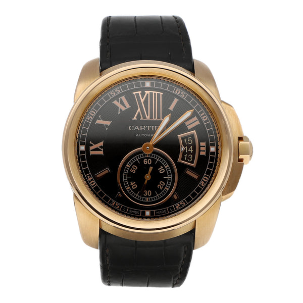 Reloj Cartier para caballero modelo Calibre de Cartier vistas en oro rosado 18 kilates.