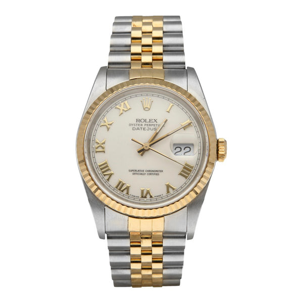 Reloj Rolex para caballero modelo Oyster Perpetual DateJust vistas oro amarillo 18 kilates.