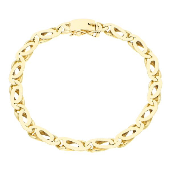 Pulsera eslabón nudo egipcio en oro amarillo 14 kilates.