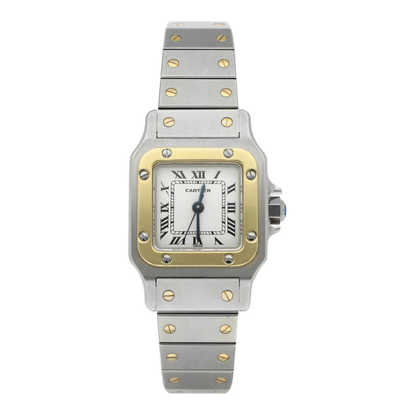 Reloj Cartier para dama modelo Santos vistas oro amarillo 18 kilates..