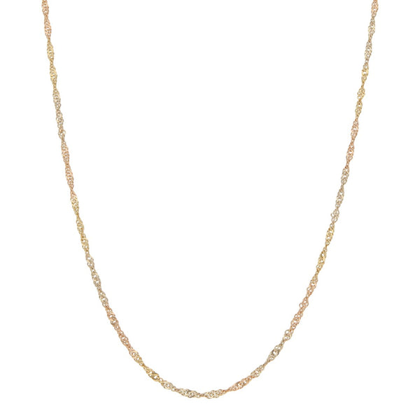 Collar eslabón torzal en oro tres tonos 14 kilates.