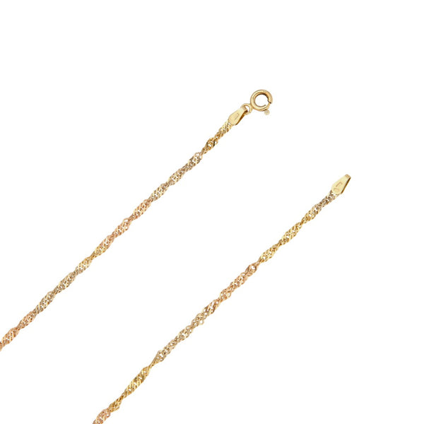 Collar eslabón torzal en oro tres tonos 14 kilates.