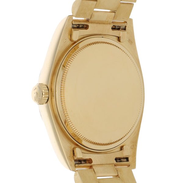 Reloj Rolex para caballero modelo Oyster Perpetual Day-Date en oro amarillo 18 kilates.