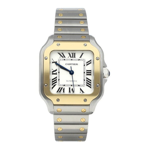 Reloj Cartier para caballero/unisex modelo Santos vistas oro amarillo 18 kilates.