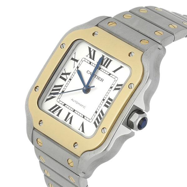 Reloj Cartier para caballero/unisex modelo Santos vistas oro amarillo 18 kilates.