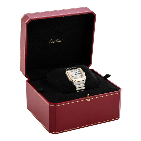 Reloj Cartier para caballero/unisex modelo Santos vistas oro amarillo 18 kilates.