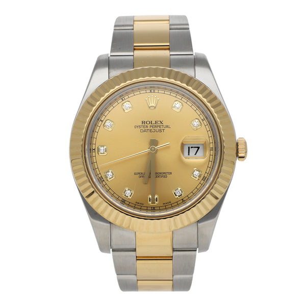 Reloj Rolex para caballero modelo Oyster Perpetual DateJust vistas en oro amarillo 18 kilates.