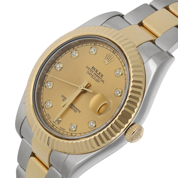 Reloj Rolex para caballero modelo Oyster Perpetual DateJust vistas en oro amarillo 18 kilates.