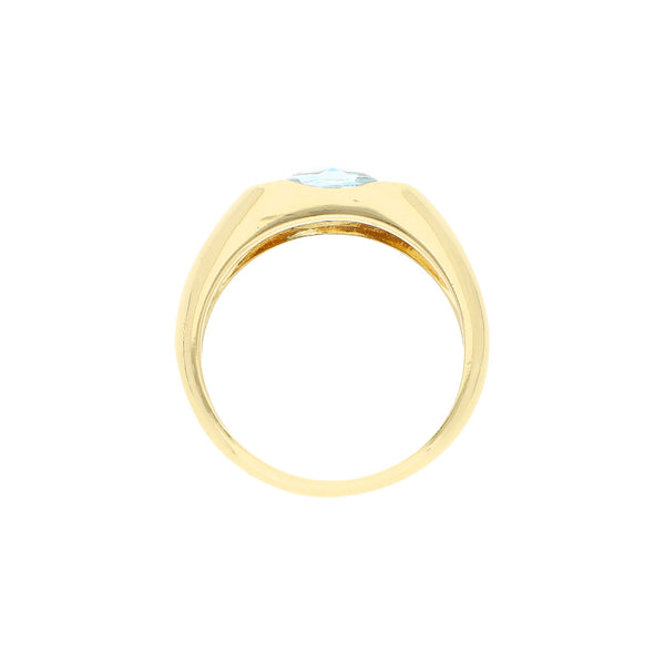 Anillo diseño especial con sintético en oro amarillo 18 kilates.