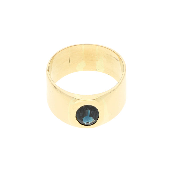 Anillo liso con sintético en oro amarillo 16 kilates.