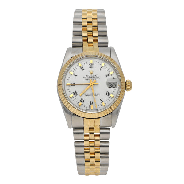 Reloj Rolex para dama / unisex modelo Oyster Perpetual DateJust vistas en oro amarillo 18 kilates.