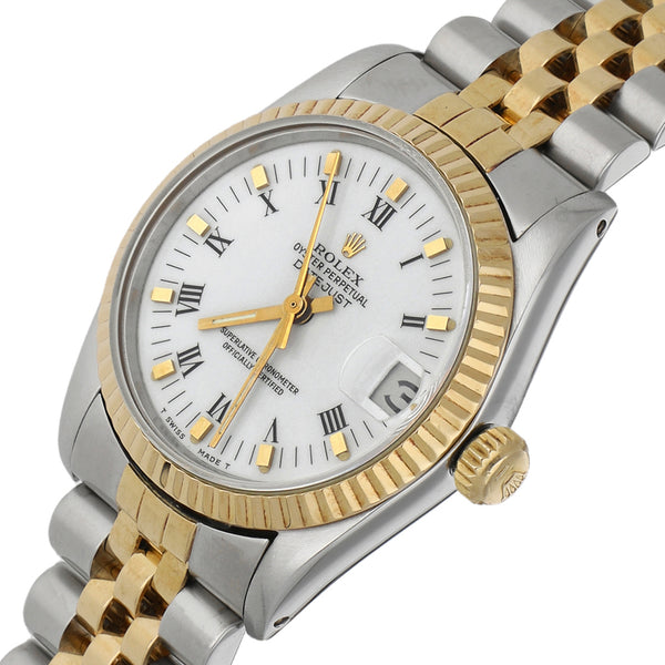 Reloj Rolex para dama / unisex modelo Oyster Perpetual DateJust vistas en oro amarillo 18 kilates.