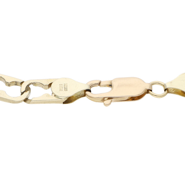 Pulsera eslabón combinado motivo panteras en oro dos tonos 14 kilates.