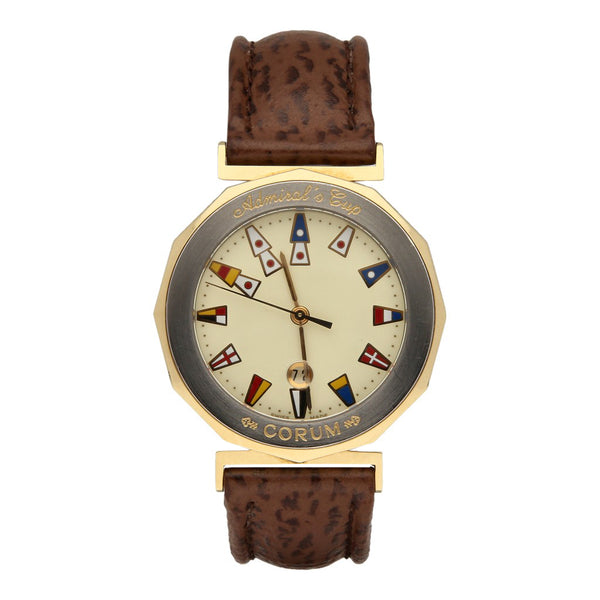 Reloj Corum para caballero/unisex modelo Admiral's Cup vistas en oro amarillo 18 kilates.