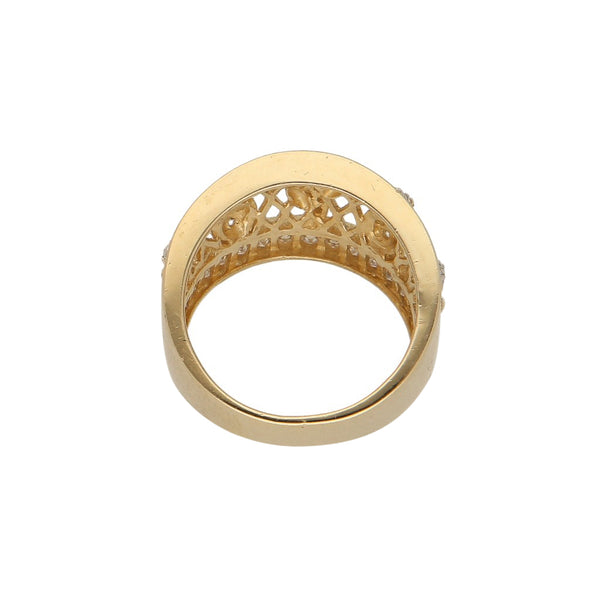 Anillo diseño especial con sintéticos en oro amarillo 14 kilates.