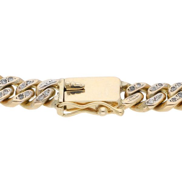 Pulsera eslabón encontrado con diamantes en oro amarillo 14 kilates.