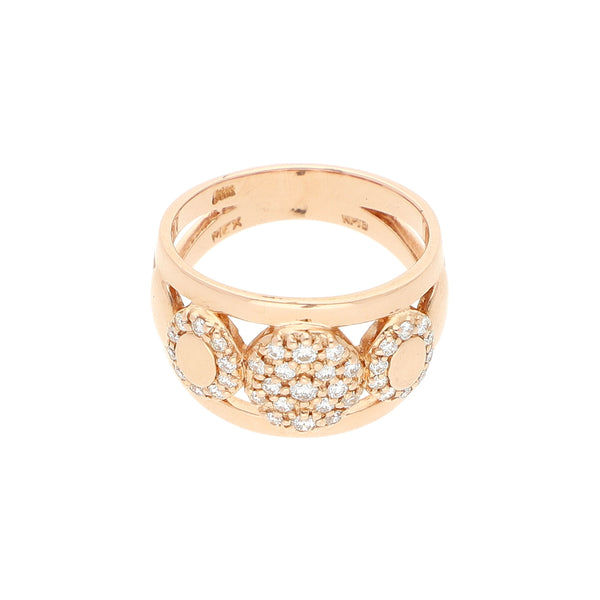 Anillo diseño especial con diamantes en oro rosa 14 kilates.