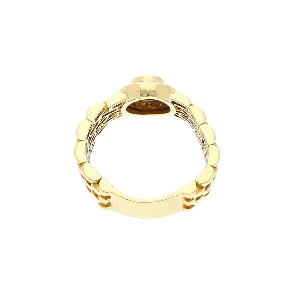 Anillo articulado con diamantes y zafiros en oro amarillo 18 kilates.