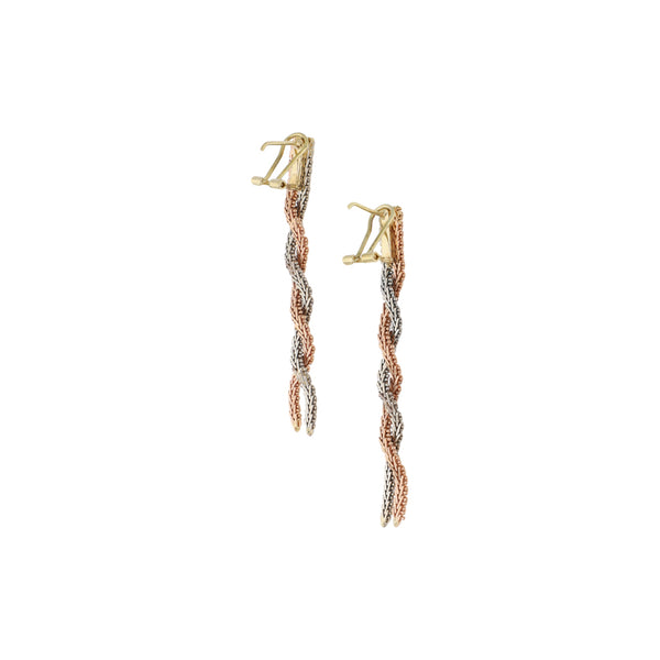 Aretes boleados en oro dos tonos 14 kilates.