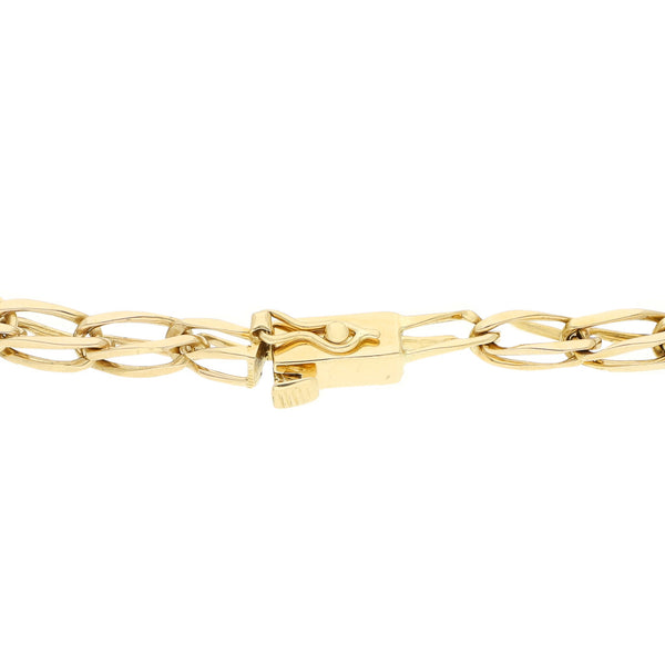 Pulsera eslabón tejido en oro amarillo 14 kilates.