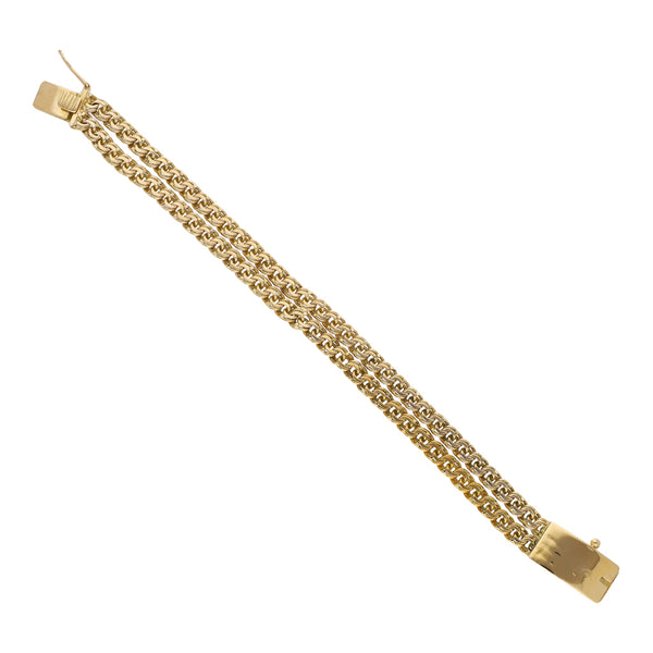 Pulsera de dos hilos eslabón encontrado doble en oro amarillo 18 kilates.