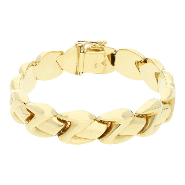 Pulsera eslabón hueco en oro amarillo 14 kilates.