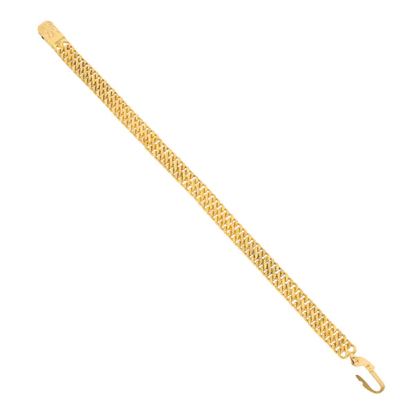 Pulsera eslabón tejido en oro amarillo 22 kilates.
