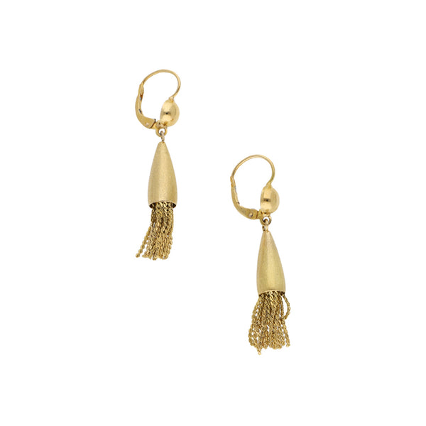 Aretes diseño especial con colgantes en oro amarillo 18 kilates.