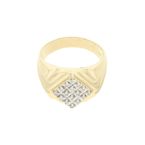 Anillo diseño especial con diamantes en oro amarillo 14 kilates.