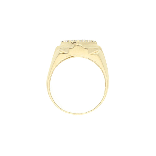 Anillo diseño especial con diamantes en oro amarillo 14 kilates.