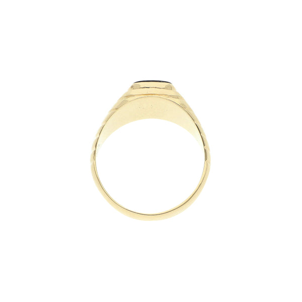 Anillo tipo sello con ónix en oro amarillo 14 kilates