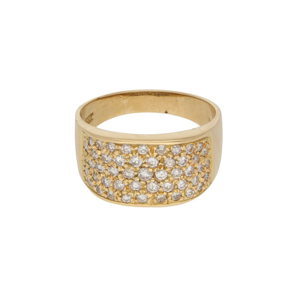 Anillo diseño especial con diamantes en oro amarillo 18 kilates.