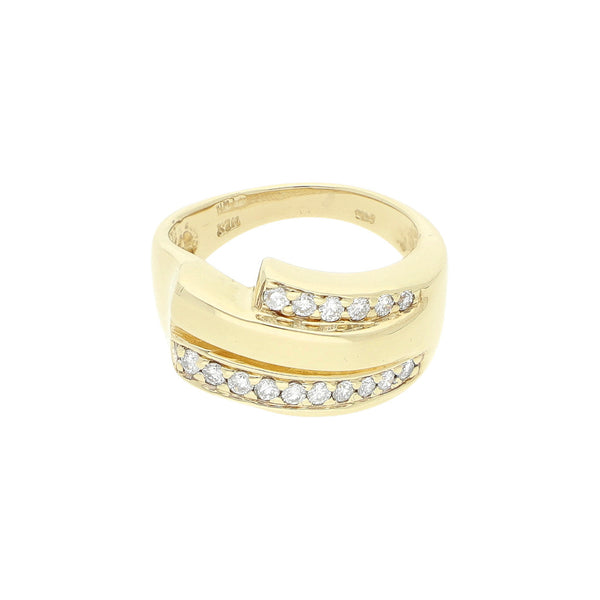 Anillo diseño especial con diamantes en oro amarillo 14 kilates.