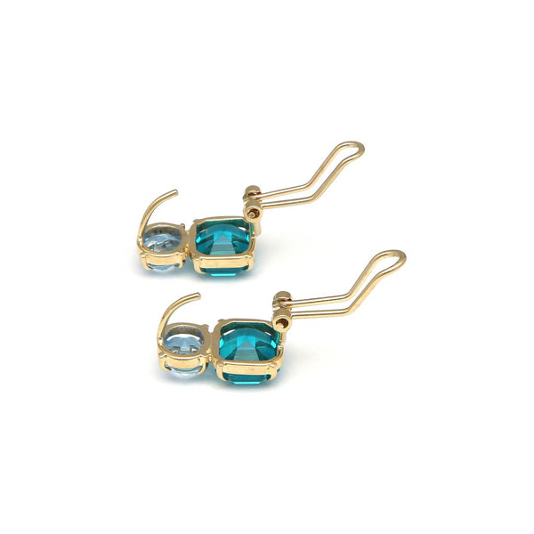 Juego de anillo y aretes diseño especial con obsidiana y topacio en oro amarillo 14 kilates.