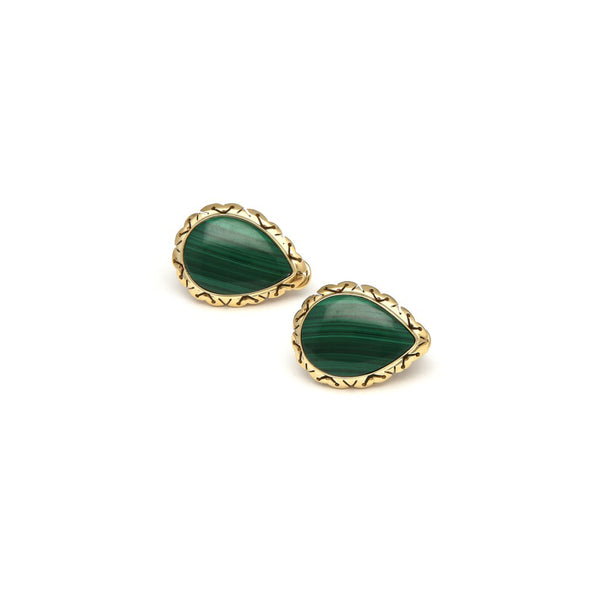 Aretes calados con malaquita en oro amarillo 14 kilates. – Nacional ...