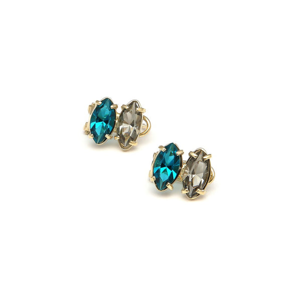 Aretes diseño especial con topacio y obsidiana en oro amarillo 14 kilates.