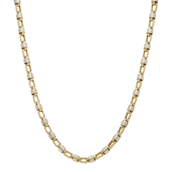 Collar eslabón combinado en oro dos tonos 14 kilates.
