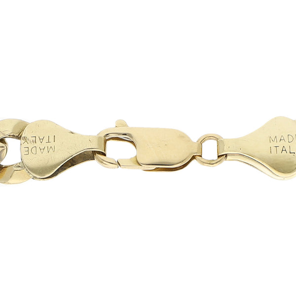 Pulsera eslabón encontrado platinado en oro amarillo 14 kilates.