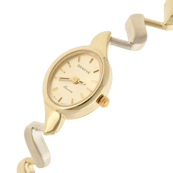 Reloj Geneve para dama en oro dos tonos 14 kilates.