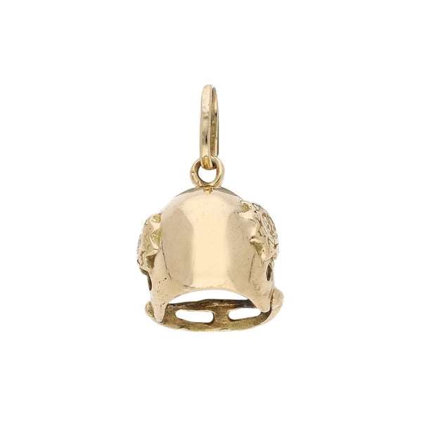 Dije diseño especial motivo casco con diamantes en oro amarillo 14 kilates.