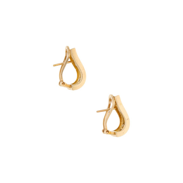 Aretes diseño especial motivo números romanos con circonias en oro dos tonos 14 kilates.